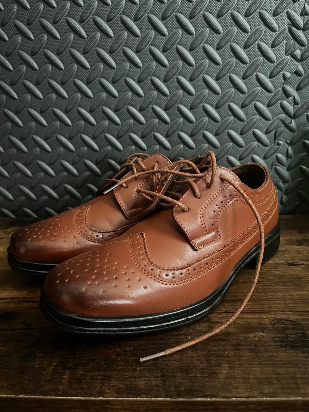 Deer Stags Ace Wingtip Brogue Oxford Brown Boy Kids Dress Shoes Size 5W New